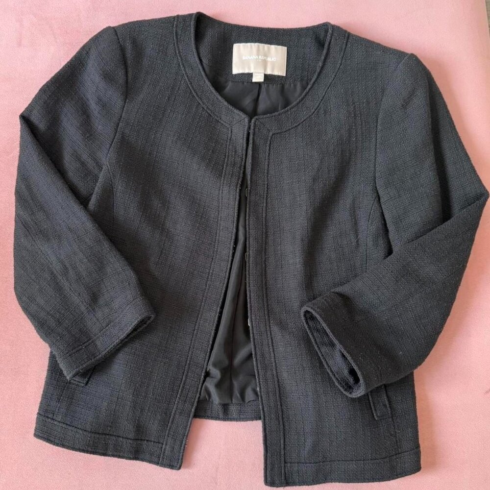 Black Tweed Banana Republic Jacket with Clasps
